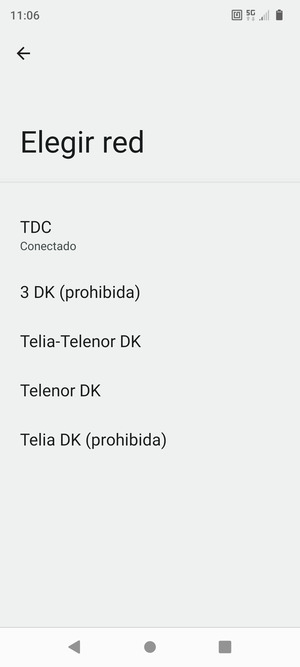 Seleccione un operador de red de la lista