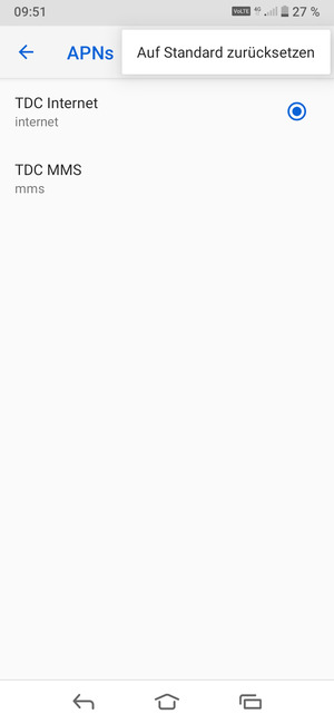 Wählen Sie Auf Standard zurücksetzen
