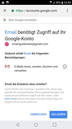 Wählen Sie ZULASSEN