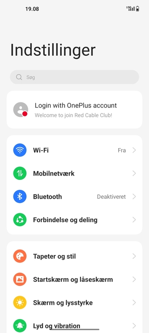 Vælg Forbindelse og deling