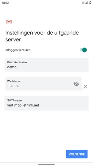 Voer Uitgaand serveradres in