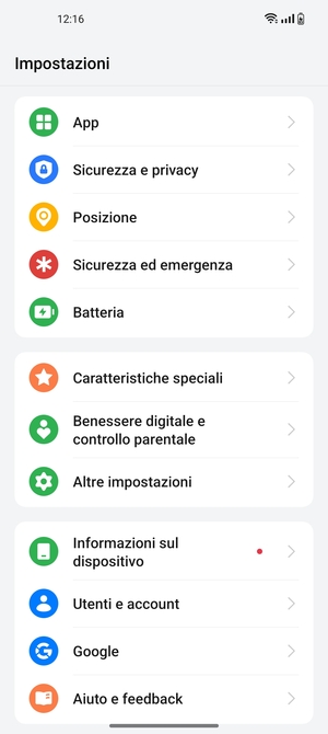 Scorri e seleziona Sicurezza e privacy
