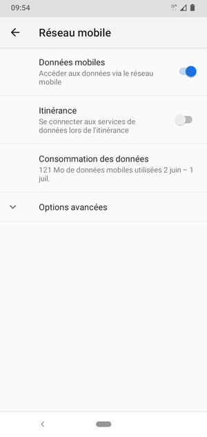 Sélectionnez Options avancées