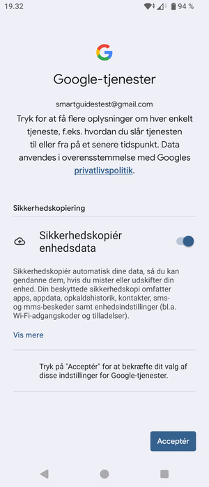 Vælg Acceptér
