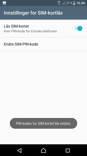 Din PIN-kode for SIM-kort er endret