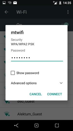 Enter the Wi-Fi password and select CONNECT