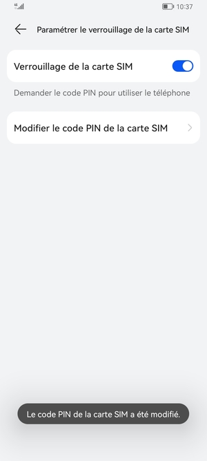 Votre Code PIN de la carte SIM a été modifié