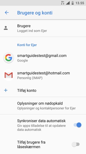 Vælg din Google konto