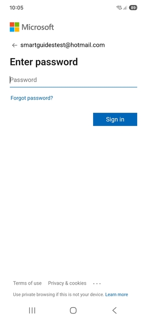Enter your password and select Sign in