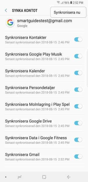 Välj Synkronisera nu
