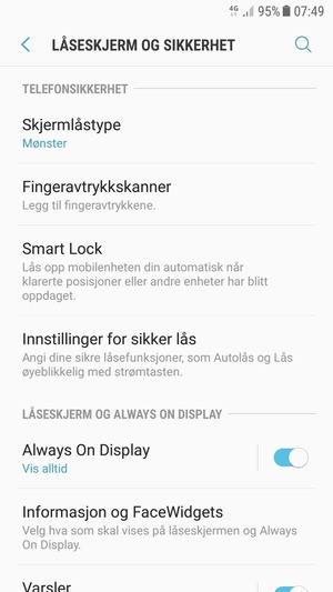 Telefonen din er nå sikret med en skjermlås