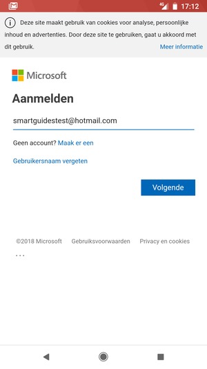 Voer uw e-mailadres in en selecteer Volgende