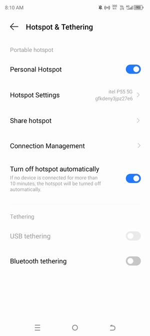 Your phone is now set up for use as a modem