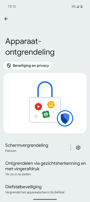 Uw telefoon is nu beveiligd met een schermvergrendeling