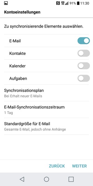 Wählen Sie WEITER