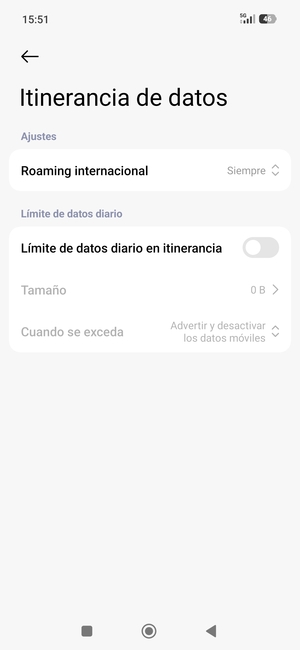 Seleccione Roaming internacional