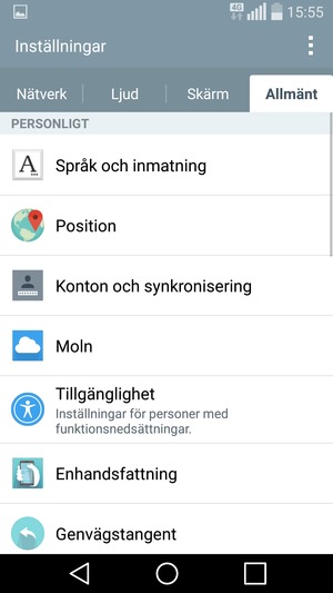 Välj Konton och synkronisering