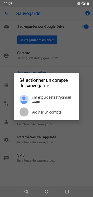 Sélectionnez votre compte de sauvegarde