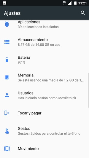 Vuelva al menú Ajustes y seleccione Batería