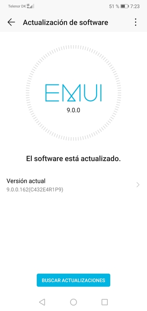 Si su teléfono está actualizado, verá la siguiente pantalla
