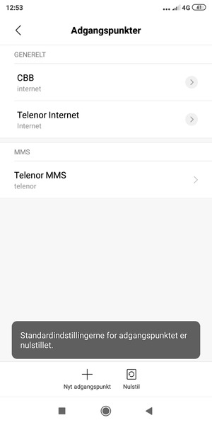 Din telefon vil nulstille til standard internet- og MMS-indstillinger