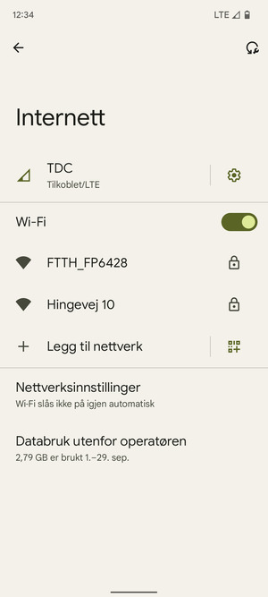 Velg det trådløse nettverket du vil koble til