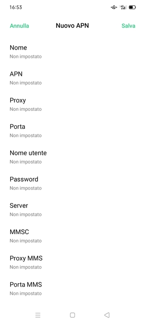 Inserisci informazioni MMS