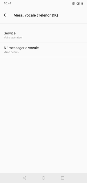 Sélectionnez N° messagerie vocale