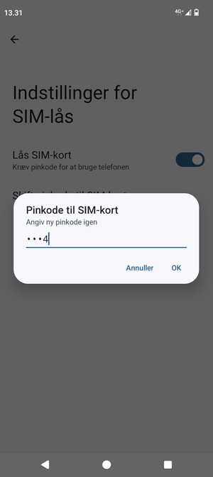 Bekræft din nye pinkode til SIM-kort og vælg OK