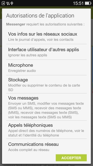 Sélectionnez ACCEPTER