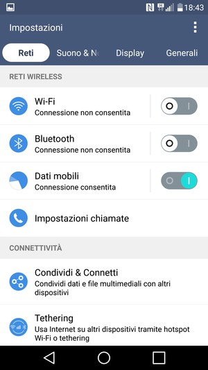 Seleziona Reti e Wi-Fi