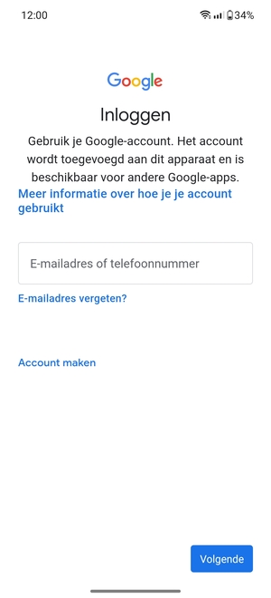 Voer uw Gmail adres in en selecteer Volgende