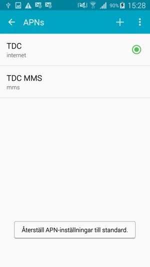 Din telefon kommer återgå till standardinställningar för internet och MMS