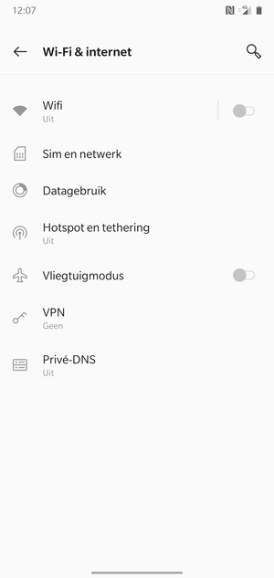 Selecteer Sim en netwerk
