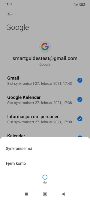 Velg Synkroniser nå
