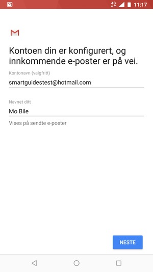 Gi kontoen din et navn, og skriv inn navnet ditt. Velg NESTE