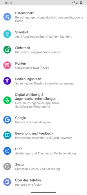 Scrollen Sie und wählen Sie System