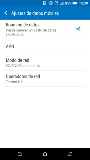 Activar o desactivar Roaming de datos