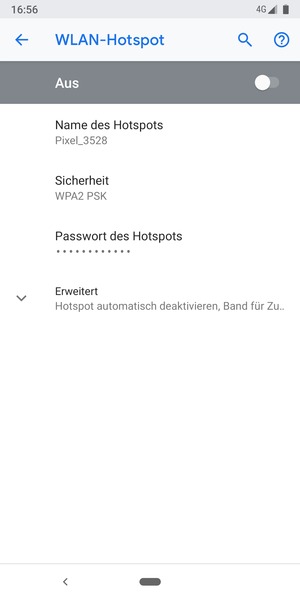 Wählen Sie Passwort des Hotspots