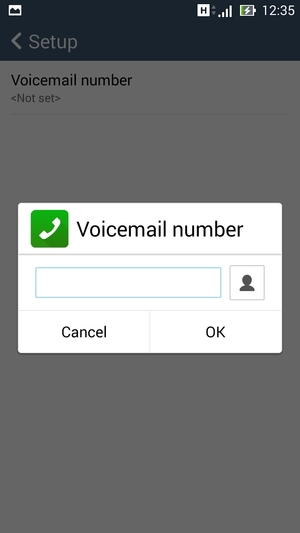 Enter the Voicemail number and select OK