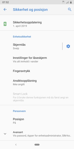 Bla til og velg Avansert
