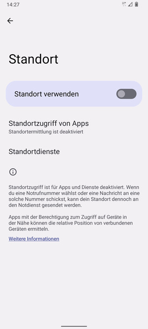 Schalten Sie Standort verwenden aus