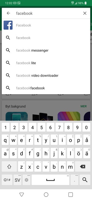 Ange app-namnet och välj Sök