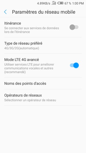 Pour changer de réseau en cas de problèmes de réseau, sélectionnez Opérateurs de réseau