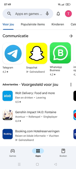 Selecteer de zoekbalk