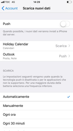 Imposta Push su Off