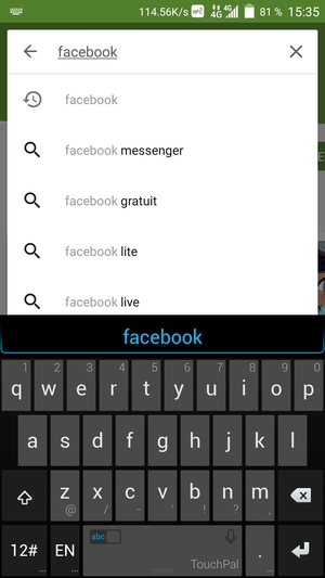 Saisissez le nom de l'appli et sélectionnez Rechercher