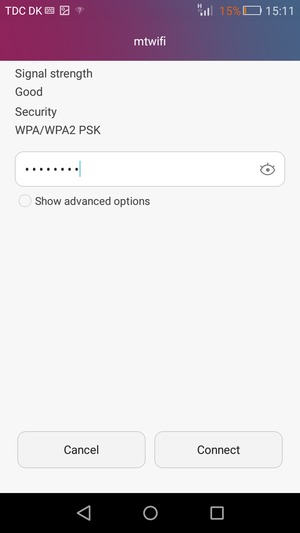 Enter the Wi-Fi password and select Connect