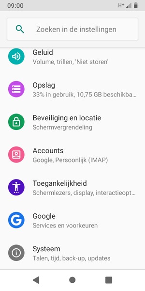 Scroll naar en selecteer Accounts