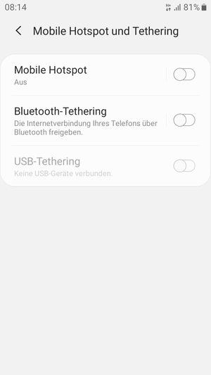Wählen Sie Mobile Hotspot